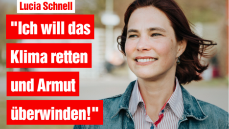 Kandidatin-Sharepic Lucia Schnell: Klima retten, Armut überwinden