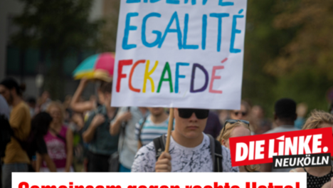 Sharepic: gemeinsam gegen rechte Hetze! Keine Debatte mit AfD und Nazis