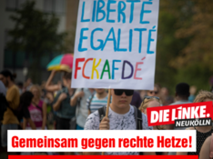 Sharepic: gemeinsam gegen rechte Hetze! Keine Debatte mit AfD und Nazis